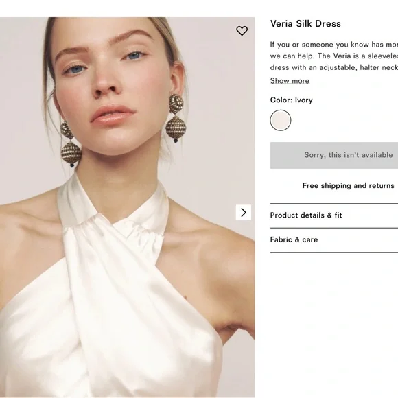 Reformation Viera brand new size 0 Bridal Wedding Silk Gown halter top Ivory - Picture 2 of 14